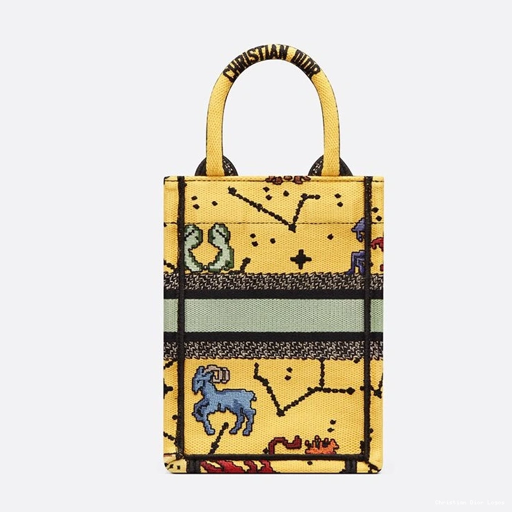 Cheap Yellow Tote Zodiac Motif Book Dior Canvas Pixel Miniature 0808 Luxury